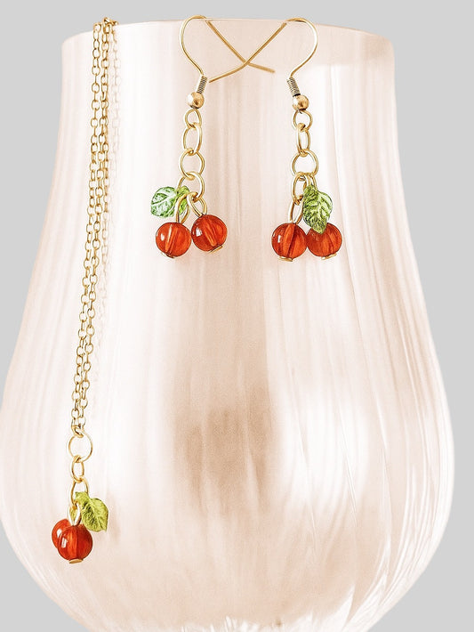 Parure collier/boucles d'oreilles Cerises